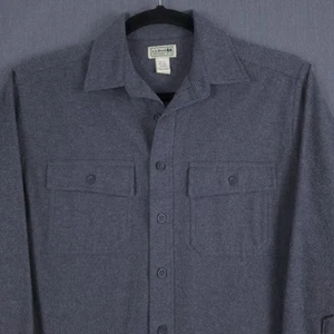 LL Bean Chamois Flannel Shirt Mens Medium Gray Heavy Long Sleeve Button Up MT03 - Picture 1 of 9