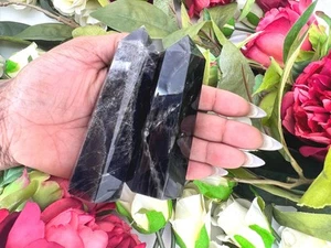 Black rose quartz tower - rare black rose quartz generator - 3.9" - 4.5" black - Picture 1 of 10