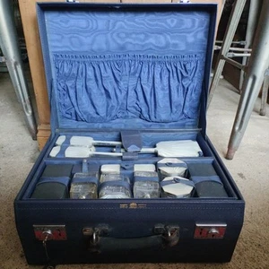 Vintage Mappin & Webb Suitcase silver and enamel fitted suitcase Sheffield 1935 - Picture 1 of 24