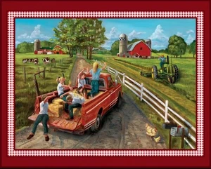 Panel de edredón de tela HAYRIDE Old Truck Fall Harvest 36" x 45" (ver descripción...) - Imagen 1 de 2