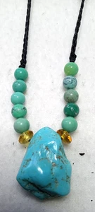 Turquoise genuine from Sonora Mexico with Chrysoprase beads adjustable necklace. - Picture 1 of 21