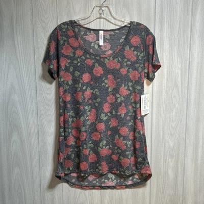Nuevo con etiquetas LuLaRoe Classic T Gris Con Estampado Rosa Roja Talla XS Foto 1 de 4