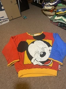 Vintage 1990s Mickey Inc. Disney All Over Print Reversible Kids Sweatshirt - Picture 1 of 12