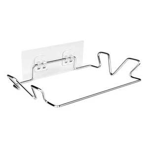 Wall Mount Stainless Steel Garbage Bag Holder Adhesive Hanging Towel Trash Rack - Picture 1 of 8