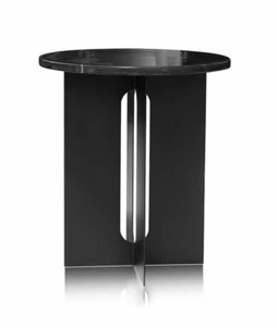 Mesa de noche de mármol pequeña mesa de café mesa auxiliar pie mate negro H45 ø 40 cm - Imagen 1 de 6
