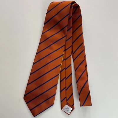 Corbata Daniel Milano Naranja Azul Rayas 100% Seda Hecha en Italia 58” NUEVA con Etiqueta Foto 1 de 4