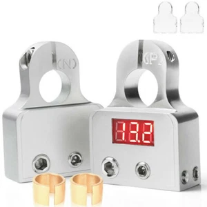 2Pcs Car Battery Terminal Connector Positive Negative Voltage Digital Display - Picture 1 of 10