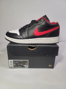 Air Jordan 1 Low GS Black Fire Red Women Sz 8 / 6Y Kids 553560 063 - Picture 1 of 11