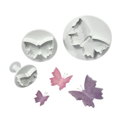 Butterfly Cutters Plungers x3 Embossed Mould Cake Decorating Fondant Icing Craft - Image 1 of 4
