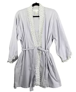 Eileen West Robe Womens XL Purple Lace Embroidered Trim Cotton Loungewear - Picture 1 of 9