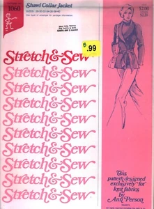 1060 Stretch & Sew Sewing Pattern Vintage Misses 1970s Shawl Collar Jacket UNCUT - Picture 1 of 2