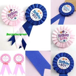 Birthday Girl Boy Award Ribbon Rosette Badge Pin Children Birthday Honour Badge  - Picture 1 of 21