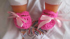 Rose Crochet À La Main Nouveauté Borb Baby Girl Crib Shoes + Ribbons Cadeau...