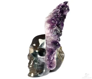 GEODE Enorme Calavera Cristal Tallado Amatista y Ágata 4.3", Cristal Curativo - Imagen 1 de 10
