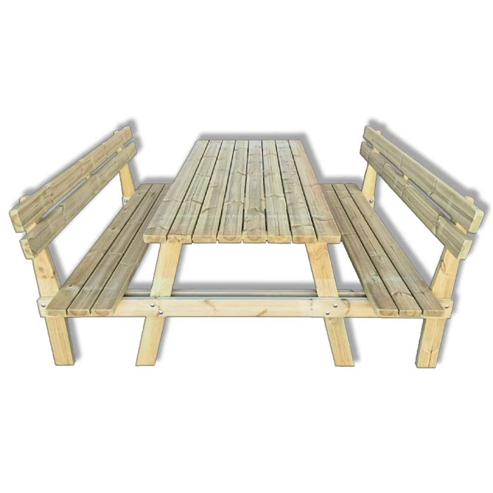 Tavolo da picnic legno 6 posti con panche integrate e schienale, 180x190x78h cm - Immagine 1 di 4