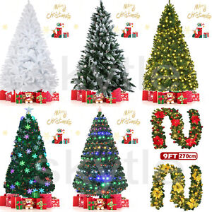 4/5/6/7FT Artificial Holiday Christmas Tree with LED Lights/Pre-Lit/Snowy Decor