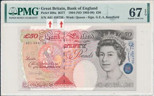 Bank of England GB 50 Pounds 1994 Prefix A01 PMG 67EPQ Mixed Ascending no.458736 - Picture 1 of 2
