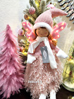 Christmas Pastel Pink LIGHT UP Angel Girl Doll Shelf Sitter Mantel Decor 26"