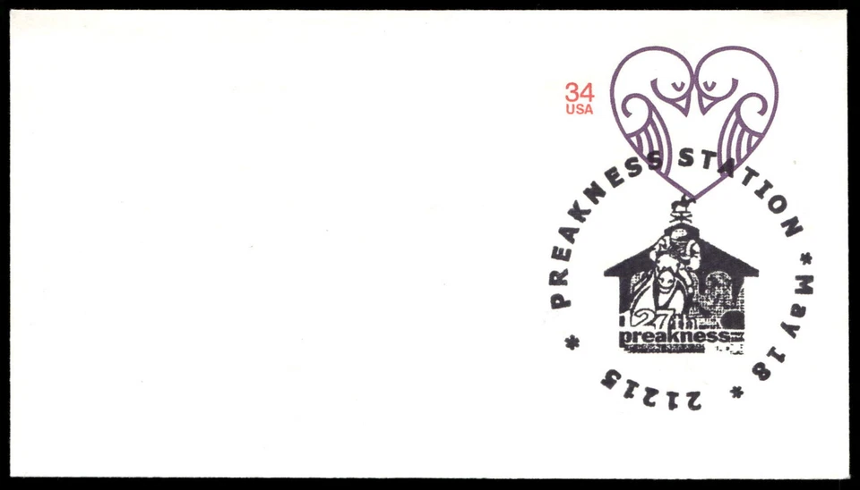 2002 US Love Letters 34¢ FDC 127th Preakness Station USPS Stamp - Image 1 of 4