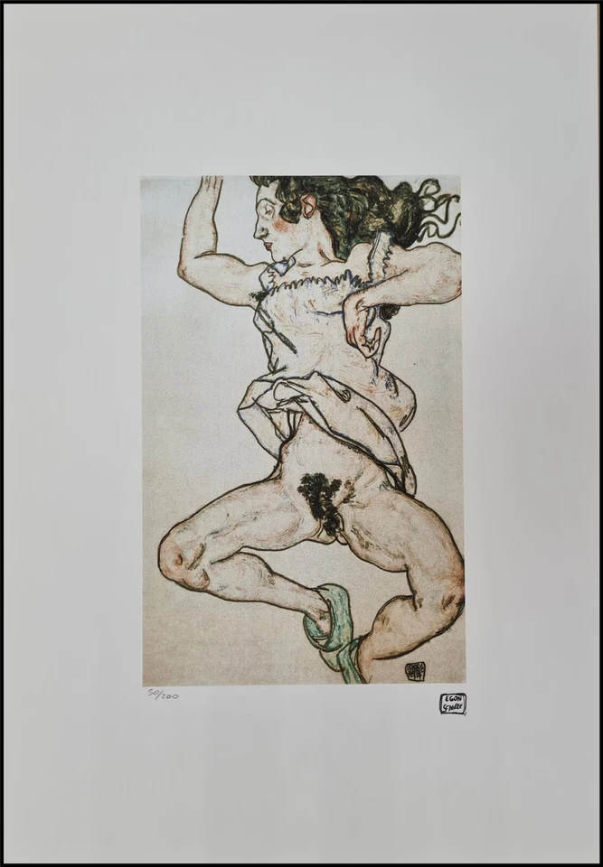 EGON SCHIELE * Reclining with* 50 x 35 cm * signed lithograph * limited # xx/200 - Bild 1 von 4