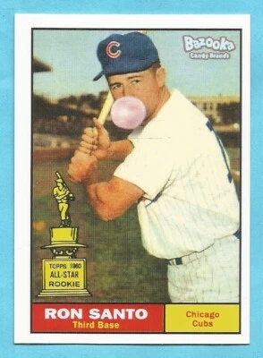 RON SANTO 2010 Topps Bazooka Bubble Gum Cubs HOF'er (1961 Topps Rookie Design) - Image 1 of 2