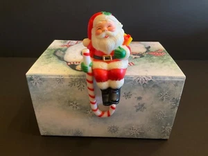 Vintage Plastic Santa With Candy Cane Christmas Stocking Holder 5 3/4” Long - Picture 1 of 7
