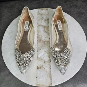 Badgley Mischka Talla 6 Quinn Adornado Punta Satén Noche Pisos - Imagen 1 de 13