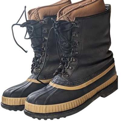 Sorel Kaufman 冬季靴 男式 8 女式 10 绝缘橡胶雪地花边 加拿大 — 第 1/4 张图片