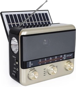 Retro Portable Radio AM FM SW Shortwave Radio with Bluetooth Speaker, AC,Solar, - Picture 1 of 6