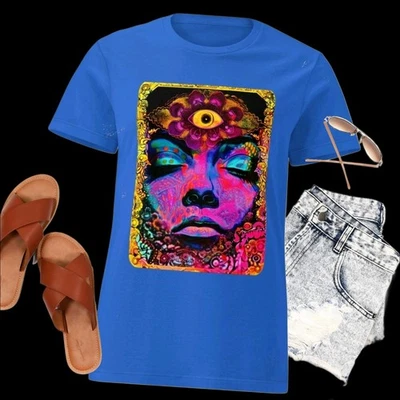 Camiseta Gráfica Espiritual Bohemia Psicodélica Trippy Meditación Floral Camiseta  Foto 1 de 4