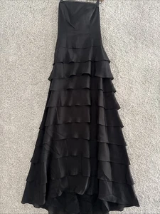 Lazarro schwarz trägerlos Rüschen Stufen Abendkleid Kleid Größe 10 - Bild 1 von 8