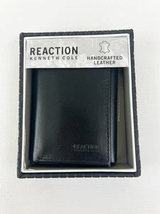 Kenneth Cole REACTION HANDGEFERTIGTE HERREN-GELDBÖRSE AUS LEDER MIT DREIFACHFALTUNG SCHWARZ NEU - Bild 1 von 4