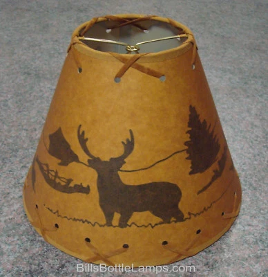 Rustic "Bulb Clip" DEER Scene Table Desk Light LAMP SHADE Cottage Cabin Decor - Image 1 of 4