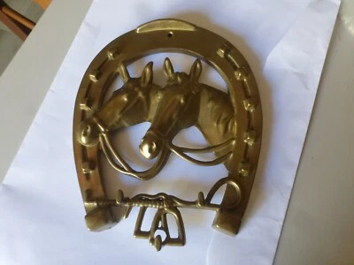 Porte clef mural en bronze thème chevaux, forme fer à cheval - Photo 1/4