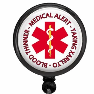 Carrete de identificación de insignia de identificación de alerta médica Taking Xarelto soporte de identificación de trabajo retráctil - Imagen 1 de 3