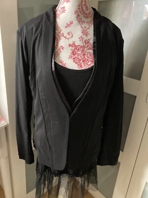 NÜ Blazer Kurzblazer Neu Schwarz Gr M Satin Streifen - Bild 1 von 4