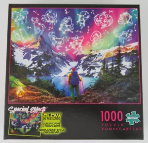 ZODIAC MOUNTAIN 1000 Piece GLOW IN THE DARK Jigsaw Puzzle Buffalo Games + Poster - Picture 1 of 7