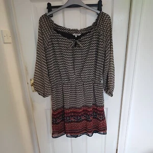 Pfauen Chiffon Kleid Größe 14 Neu - Bild 1 von 3