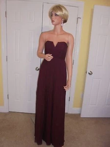 VESTIDO LARGO J CREW NADIA EN SEDA GASA NUEVO CON ETIQUETAS 2 #03140 CABERNET - Imagen 1 de 4