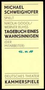 Theaterprogramm, Kammerspiele des DT Berlin, Gogol, Tagebuch eines ..., 1988 - Bild 1 von 1