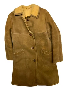 VTG Wareing Shearling Coat Men’s Size 40 Beige Sheepskin Rancher Made In England - Picture 1 of 16