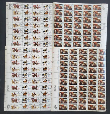 Set of 4 US Christmas Sheets #1414a, e, #1415-18a, 2x Gum Varieties VF NH - Image 1 of 3