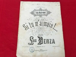 VINTAGE ANTIQUE PARTITURA SHEET MINI BOOK SI TU M AMAIS VERA MARTYNOW LOUIS DENZ - Picture 1 of 6