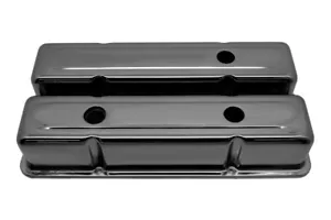58-86 CHEVY SBC 283-400 1 HOLE / 2 HOLE SCREW IN TALL VALVE COVERS -BLACK CHROME - Picture 1 of 1