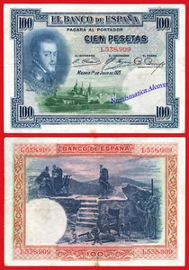 SPAIN 100 Pesetas 1925 1931 Sello en Seco REBUBLICA SIN SERIE Pick 69b MBC / VF - Bild 1 von 4