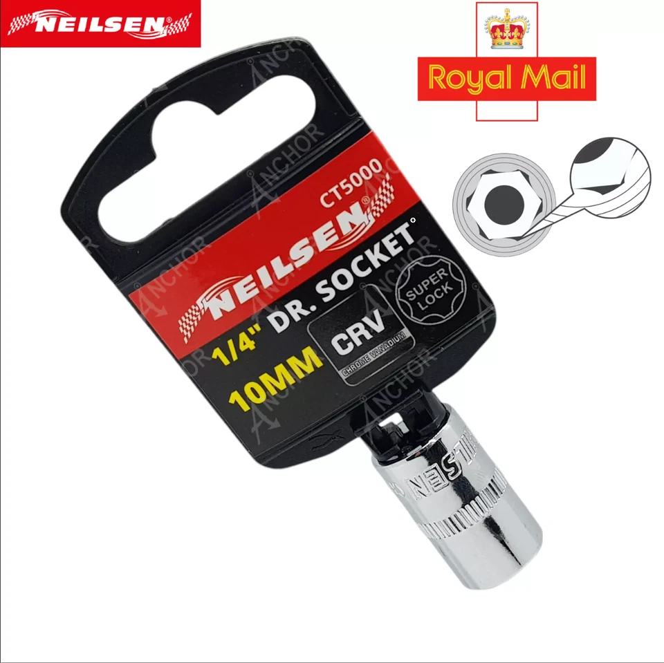 10MM 1/4" Inch Drive Socket Standard 6 Six Point 6PT Metric SuperLock Socket - Image 1 of 1