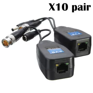 20pcs CCTV Coassiale BNC Alimentazione Video RCA Connettore Audio Ricetrasmettitore Balun a CAT5e 6 - Foto 1 di 8