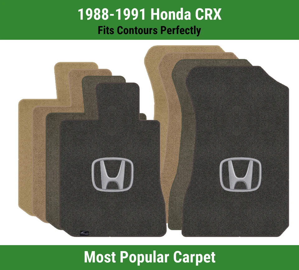 Передние коврики Lloyd Ultimat для Honda CRX 88-91 годов выпуска с серебристыми на черном Honda H - Изображение 1 из 4