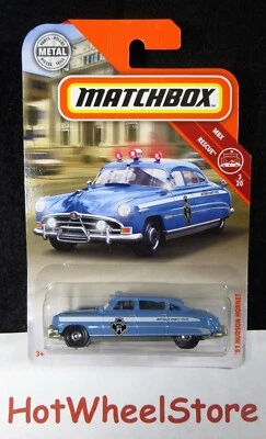 2019  Matchbox  Blue   '51 HUDSON HORNET   Police Car    Card #57  MB1-031819 - Image 1 of 4