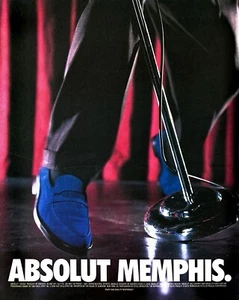 1999 ELVIS ABSOLUT VODKA Vintage Print Ad Memphis Blue Suede Shoes - Picture 1 of 1